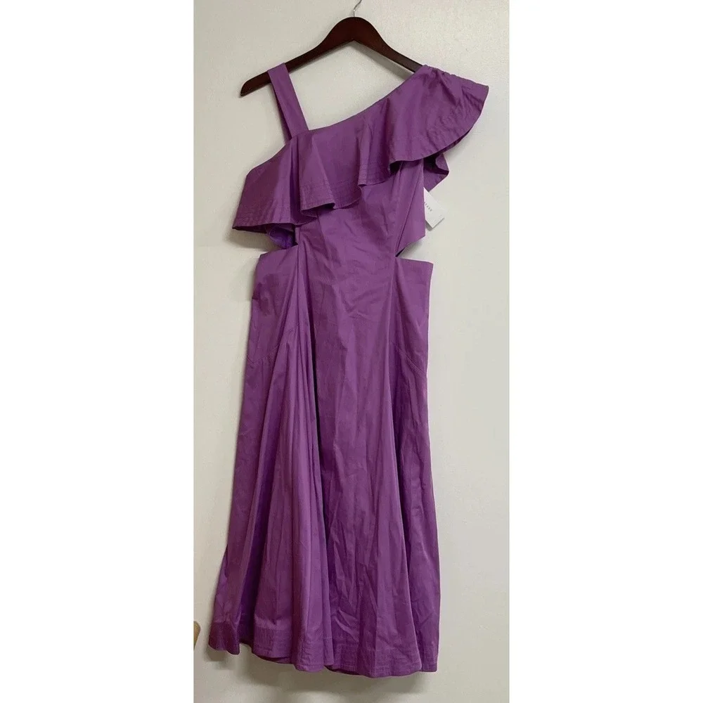 NWT Veronica Beard Beilla‎ One Shoulder Midi Dress Vivid Orchid Size 6 MRSP $598